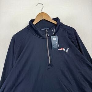 New England Patriots Quarter Zip Mens 4XT 4XL Tall Blue Embroidered Pullover NEW
